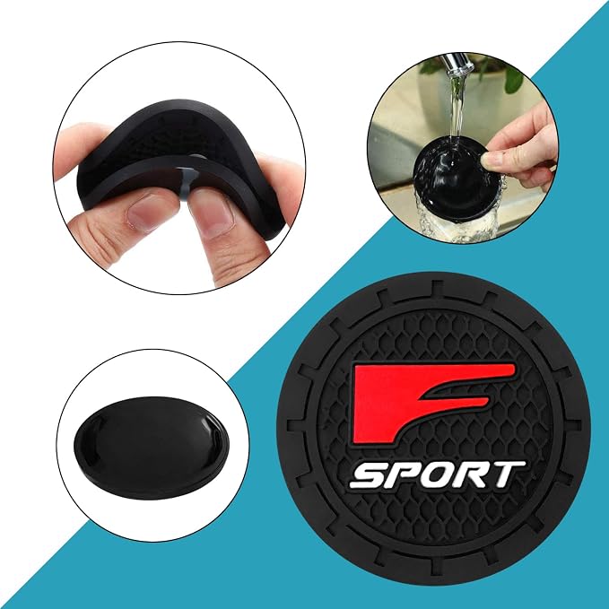 Car Cup Holder Coaster for Chevy Z71 Colorado Silverado Series Recessed Silicone Cupholder Coaster Interior Accessories 2.75in 2Pieces Black
