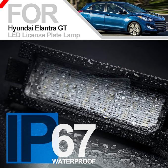nsautolighting 2pcs LED License Plate Light for Hyundai Elan'tra GT Hatchback Accent l30 (GD) Error Free Led Rear Number Plate Tag Lights OEM Xenon White LED License Plate Light Assembly