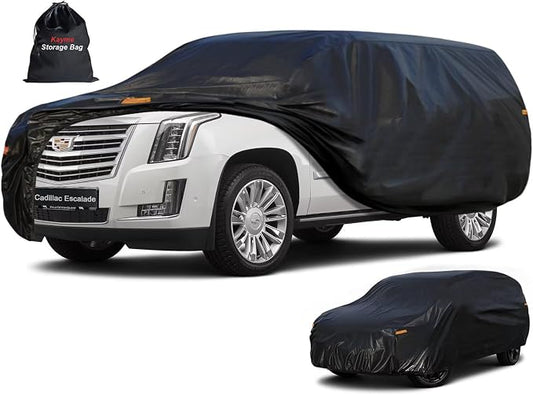 Kayme 7 Layers SUV Car Cover Custom Fit for Cadillac Escalade (2007-2014), Waterproof All Weather for Automobiles,Rain Sun UV Protection.Black