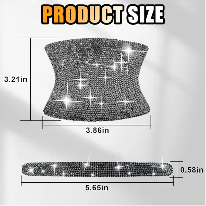 JOYCOURT 10PCS Bling Car Door Handle Anti-Scratch Sticker, Glossy Black | Universal Car Door Handle Cup Protective Cover, Adhesive Door Bowl Sticker, Shiny Rhinestone Auto Decor Accessories for Women