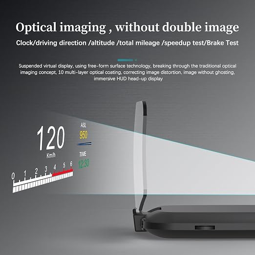 C1 Dual-Mode HUD Head-Up Display for Cars: GPS Speedometer & OBD2 Gauge with Real-Time RPM, Temp, Speed Alerts – Universal Windshield Projector for SUV, Truck, Sedan (Fits 2009+ Vehicles)