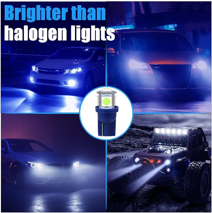 smilfuy 2PCS T10 194 LED Bulbs Tag Lights for License Plate, 6000K Ice Blue | Wedge 168 T10 2825 5SMD 5050 Chips LED Bulb, 12V Bulb Replacement for Car Interior Dome Map Door Courtesy License Plate Light