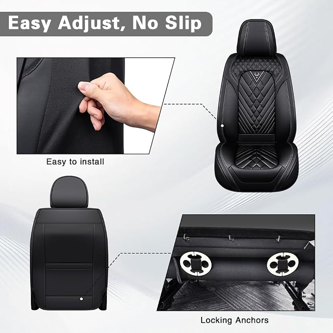 Fit for Toyota Venza Seat Covers 2009-2026,Premium Leather, 360° Full Protection, Thick Padding & Memory Foam, Waterproof & Stain-Resistant Car Seat Cover Front Set (2 Seat,Black)