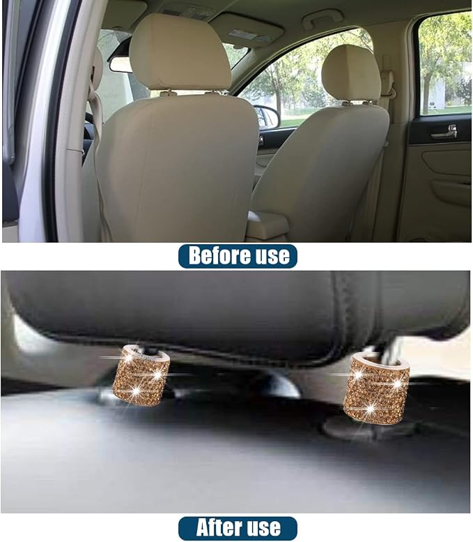 BELOMI 4 Pack Car Headrest Collars, Bling Car Head Rest Collars Rings Decor, Rhinestone Car Head Rest Collars, Diamond Interior Car Seat Accessory (Style 2-Yellow)