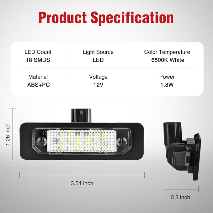 Nilight License Plate Lights Compatible with 2010 2011 2012 2013 2014 Ford Mustang 2008 2009 Ford Mercury Sable 2014 2015 Ford Edge 2010-2018 Ford Taurus with Black housing 6000K White 2PCS Pack
