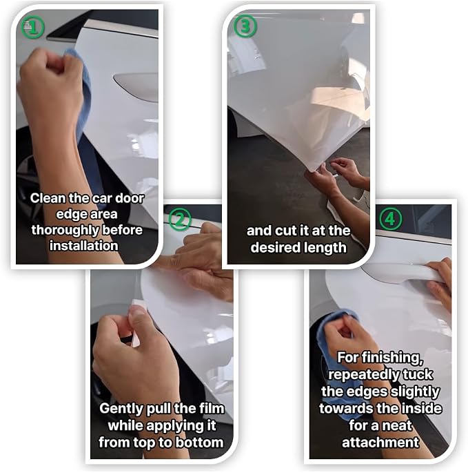 [3M]-4doors Customized Car Door Edge Protector Made with 3M PPF | Made with 3M Paint Protection Film, Clear(Transparent), Anti Scratch, Universal Fit for Most Cars