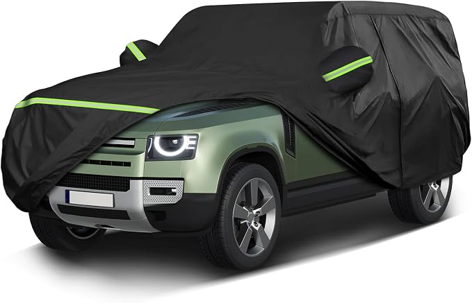 QUNSUNUS Car Cover for Land Rover Defender 110 2020-2025 with Cotton Lining | Waterproof Outdoor All-Weather Heavy 420D Defender 110 Car Cover, with Zipper and Straps, for Dust, Sun, Wind Protection