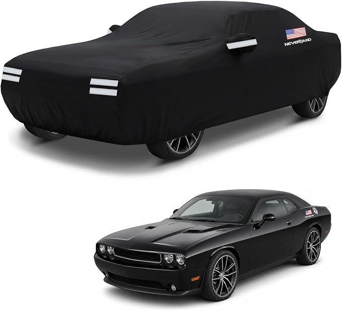 Car Cover Compatible with Dodge Challenger, Full Car Covers Waterproof All Weather Dustproof, Snowproof, UV Protection Car Covers for Automobiles Universal Fit Dodge Challenger