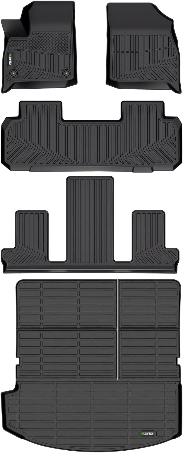 HAFIDI® Floor Mats Set for 2018-2024 Buick Enclave Floor Liners | All Weather Car Mats Cargo Liner Protection TPE Anti-Slip Automotive Custom Accessories - Black