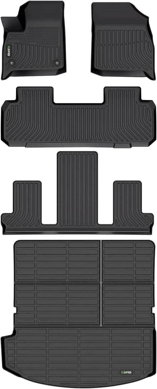 HAFIDI® Floor Mats Set for 2018-2024 Buick Enclave Floor Liners | All Weather Car Mats Cargo Liner Protection TPE Anti-Slip Automotive Custom Accessories - Black