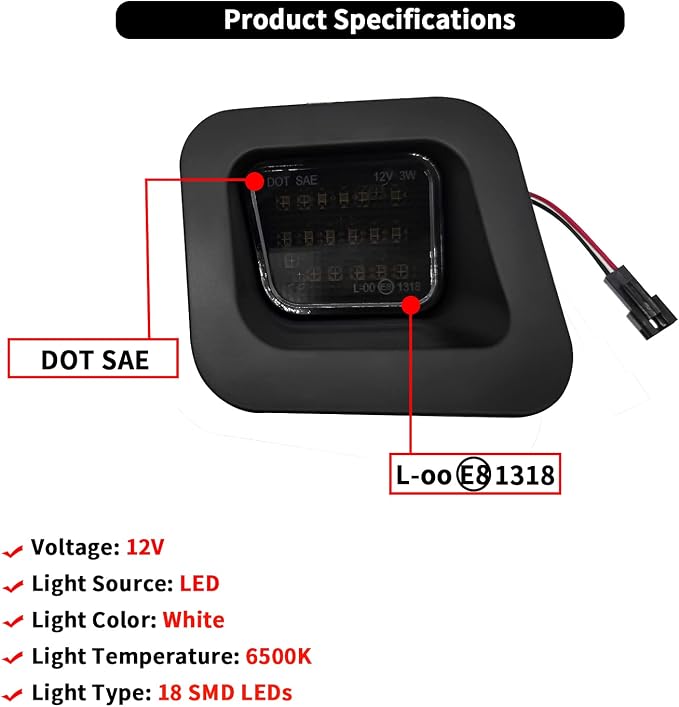 AlyoNed Full LED License Plate Light Tag Lamp Assembly Smoke Lens Compatible with Dodge 2002-2010 RAM 1500, 2003-2010 Dodge RAM 2500/3500, RAM 2010-2018 1500, RAM 2010-2018 2500/3500 Truck Pickup