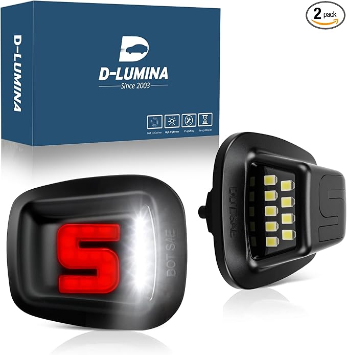 D-Lumina LED License Plate Lights Tag Light Lamp S-Shaped Red Light Strip for 1988-1999 Chevy Silverado GMC Sierra C1500 C2500 C3500 K1500 K2500 K3500 Pickup Suburban Tahoe Blazer S10 Yukon Sonoma S15