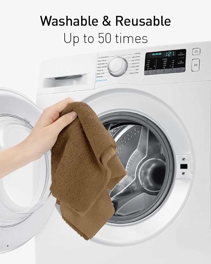 Fantasticlean Microfiber Cleaning Cloth Roll- 30 Sheets, 12" x 12" (TAN) | Super Absorbent, Lint-free, Tear-away Microfiber Towel Roll, for All-Purpose Cleaning
