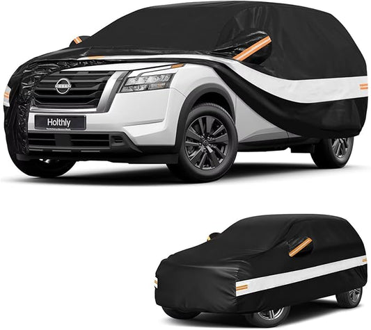 10 Layers SUV Car Cover Custom Fit for Nissan Pathfinder(2004-2026), Waterproof All Weather for Automobiles, Outdoor Full Cover Sun Dust Rain Protection with Cotton. Black