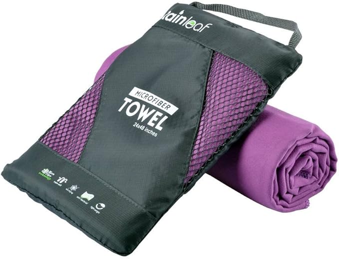 Rainleaf Microfiber Towel Quick Dry Camping & Travel & Gym Towel. Compact | Super Absorbent, Lightweight, Fast Drying. Suitable for Beach, Bath, Backpacking, Hiking, Swim.