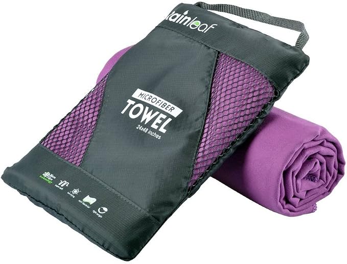 Rainleaf Microfiber Towel Quick Dry Camping & Travel & Gym Towel. Compact | Super Absorbent, Lightweight, Fast Drying. Suitable for Beach, Bath, Backpacking, Hiking, Swim.