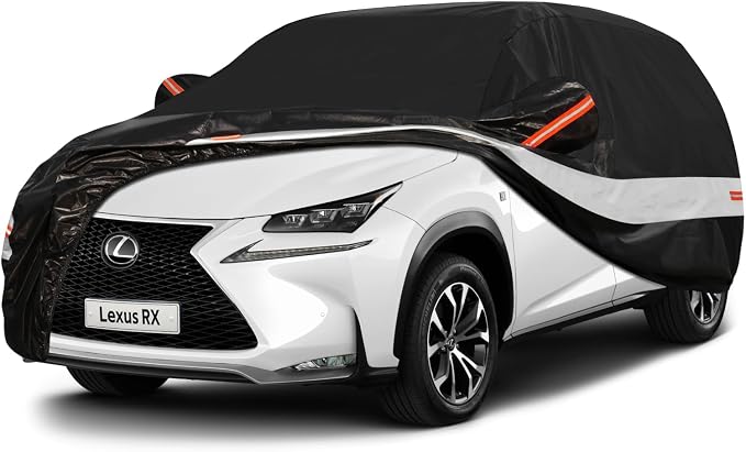 10 Layers SUV Car Cover Custom Fit for Lexus RX350 RX450 RX500(2015-2026) Waterproof All Weather for Automobiles, Outdoor Full Cover Sun UV Rain Protection with Cotton.Black