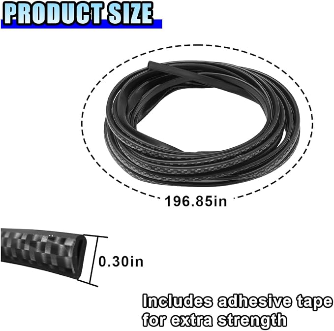 16FT/5M Car Door Edge Guards - U Shape Electroplated Glossy Rubber Door Edge Trim Seal Protector - Self-Adhesion Car Scratch Protection Guards for Sharp Edge, Doors, Sheet Metal (Carbon Fiber)