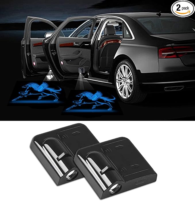 NewL 2 Pcs Led Car Door Welcome Light for Blue Horse Logo Symbol Projector Lights Ghost Shadow Light | Clear ghost shadow projection, no damage to wiring, easy to install on car doors, universal fit for most vehicles