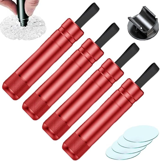 Breeker - Breeker Glass Breaker, Breeker Car Escape Tool, Car Window Breaker with Seatbelt Cutter, for Land and Underwater(Red 4PCS)