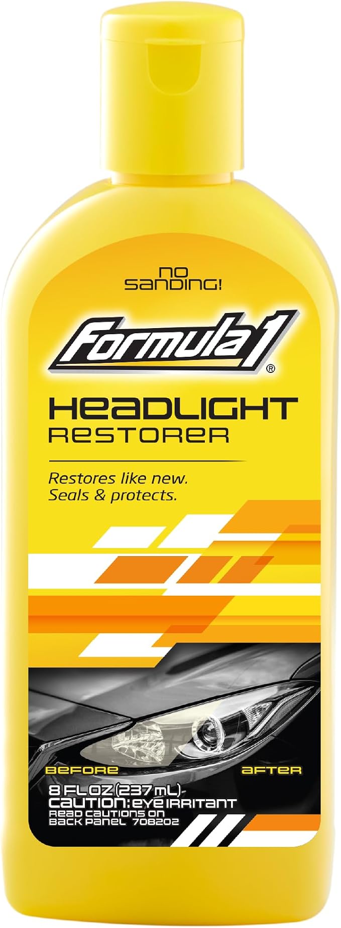 Formula 1 Headlight Restorer & Sealant – One Step Polish to Clean & Renew Yellowed Headlights, Windscreens, or Exterior Plastics (8 oz.)
