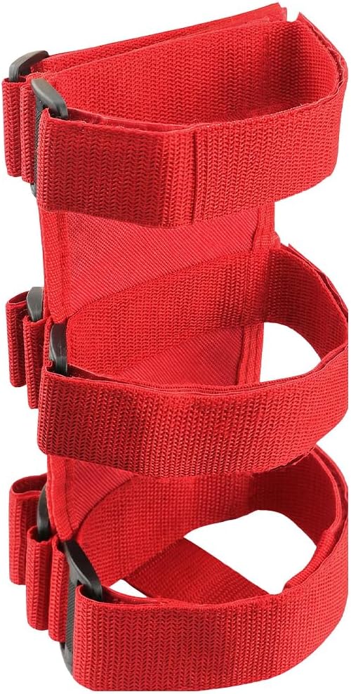 Ohleats Roll Bar Fire Extinguisher Holder, Adjustable Fire Extinguisher Mount Strap with American Flag Pattern, Car Accessories Fixed Belt for Wrangler JK JKU TJ CJ (No Pattern, Red, 1 PCS)