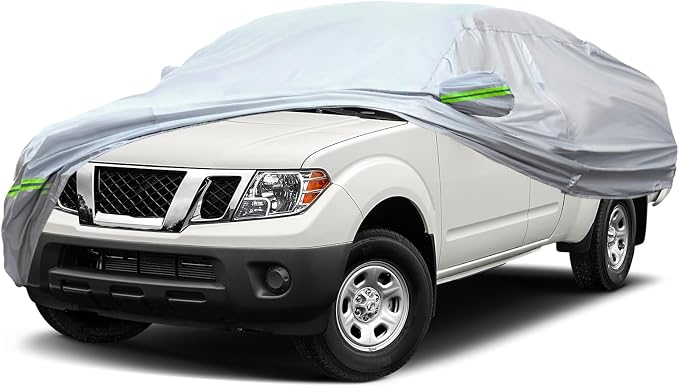 AUQDD 6-Layers Premium Truck Car Cover Waterproof All Weather Weatherproof UV Sun Protection Snow Dust Storm Resistant Outdoor Exterior Custom Form-Fit Full Padded Car Cover with Straps 180"-206" K12