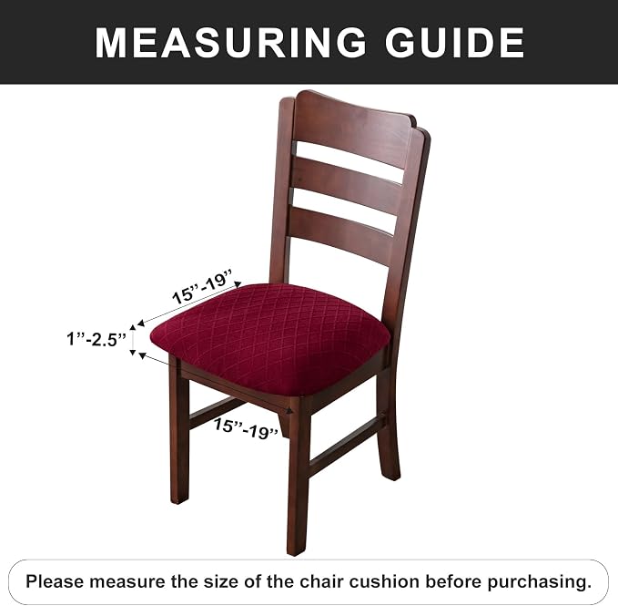 Genina Waterproof Seat Covers for Dining Room Chairs Covers Dining Chair Cover Kitchen Chair Covers (Wine Red, 2 Pcs)