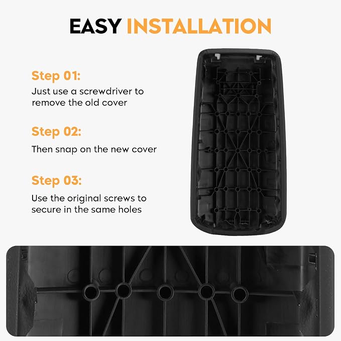 Aeagle Black Center Console Cover Armrest Lids w/Base for Nissan Altima 2013-2018, PU & ABS Plastic
