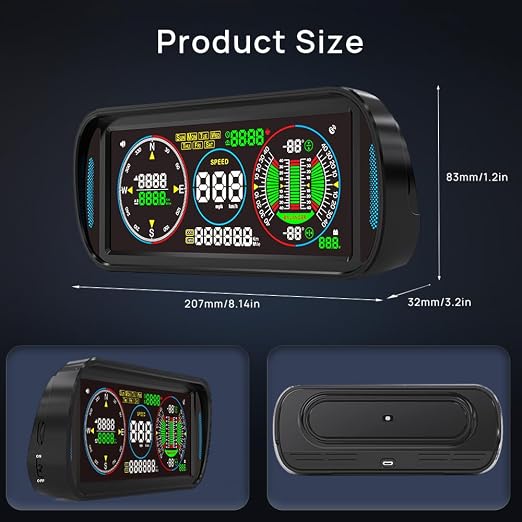 GPS Speedometer HUD Display for Car, F6 Car Intelligent 6.8" IPS LCD Screen with MPH/KM/H, Auto Brightness, Speed Alarm, Compass & Fatigue Reminder, Plug & Play Dashboard Display