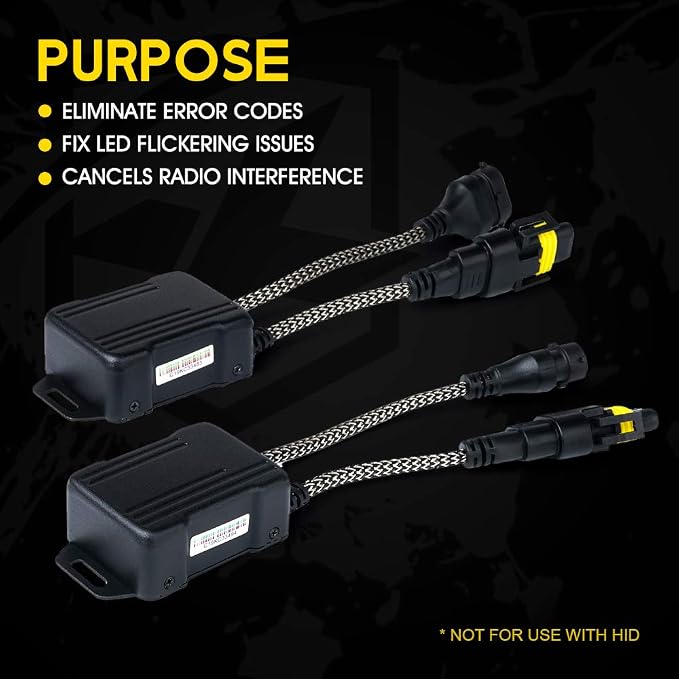 H8/H9/H11 LED Canbus Decoder Anti Flicker Error Free for Headlight Bulbs | Premium Nylon Braided Cable, Heat-Resistant, Plug N Play, Pack of 2