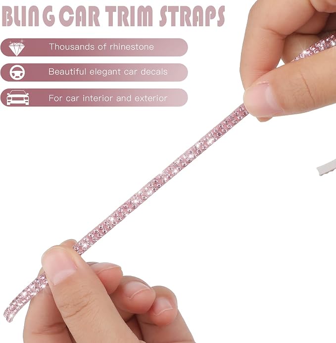 Kingdder 16.4 ft Bling Car Trim Self Adhesive Bling Car Accessories for Women Rhinestone Strip Glitter Diamond Sticker DIY Line Molding Dashboard Decal Shiny Auto Stuff for Interior Exterior Decor16