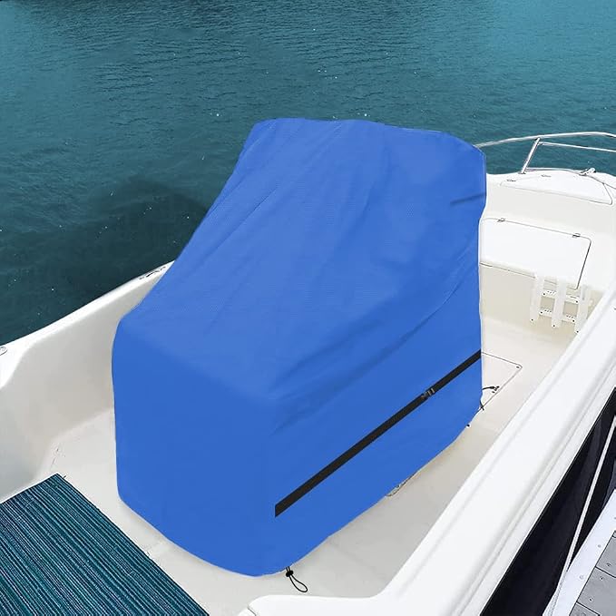 600D Heavy-Duty Boat Center Console Cover, Fade and Tear Resistant Waterproof and UV Protection Trailerable Boat Console Cover with Windproof Strap, Blue(Large Size up to 30"L X 40"W X 44"H)