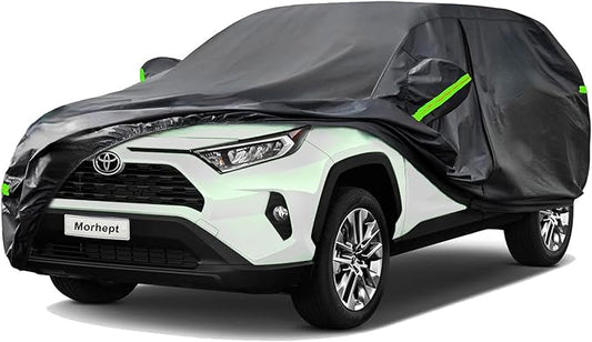 Car Cover for Toyota RAV4, Waterproof with Door Zipper | Custom Fit，All Weather Protection，Rain & Snow Proof，Windproof，Reflective Strips，Indoor&Outdoor Full Exterior