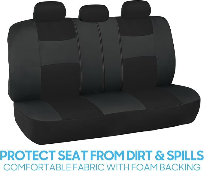 BDK PolyPro Car Seat Covers Full Set in Reverse Charcoal, Front and Rear Split Bench Seat Covers for Cars, Easy to Install Car Seats Cover Set and Accessories for Auto Trucks SUV - Reverse Charcoal