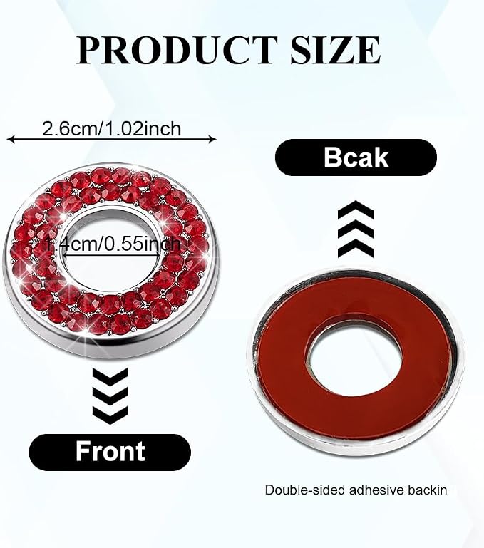 4PCS Bling Car Inner Door Lock Covers, Bling Car Accessories, Crystal Auto Decals for Women Girls, Sparkly Rhinestones Auto Door Bolt Decorations Compatible with B-e-n-z A/B/C/D/E Class