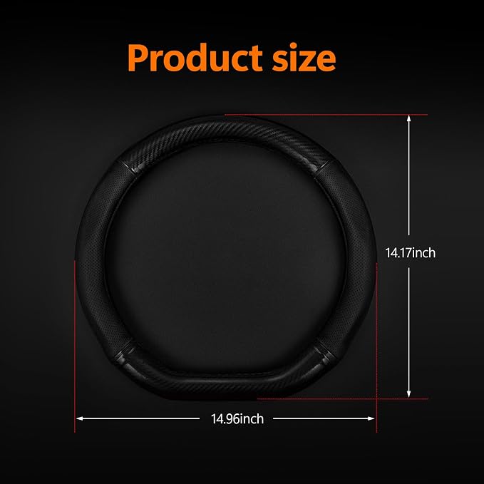 QODOLSI 1 Pack Car Breathable Steering Wheel Cover, Wear -Resistant Steering Wheel Sleeve, Carbon Fiber Non-Slip Steering Wheel Protector, Four Seasons Universal Steering Wheel Set (D -Shaped)