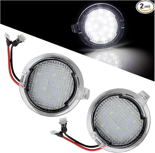Osilly 2PCS Car LED Side Mirror Puddle Lights, Vehicle Puddle Lamp Indicator, Automotive Mirror Signal LED Lamps Replacement Accessories, Compatible with Explorer Edge Mondeo (White)