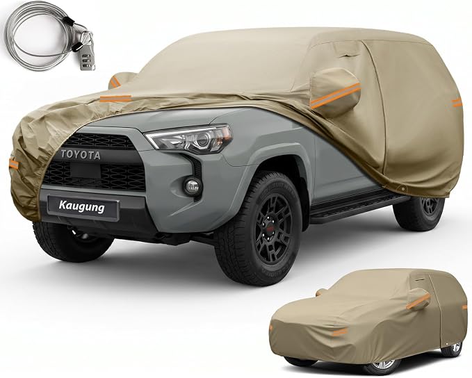 Kaugung Custom Fit Car Cover for Toyota 4Runner (2002-2026), Heavy Duty All Weather Waterproof Outdoor SUV Cover, Sun Rain Snow UV Protection with Driver Door Zipper, Mirror Pockets & Air Vents