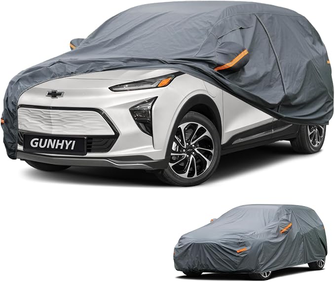 GUNHYI Premium Car Cover Custom Fit Chevrolet Bolt EUV, 16 Layers Heavy Duty Car Cover Waterproof All Weather with Zipper Door for Sun Rain Snow Dust Uv Protection