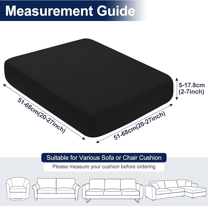 Smiry Waterproof Patio Cushion Covers, Stretch Outdoor Couch Slipcovers Replacement Washable Furniture Protector Sofa Chair Seat Cover for Dogs and Pets (12 Pcs, Black)