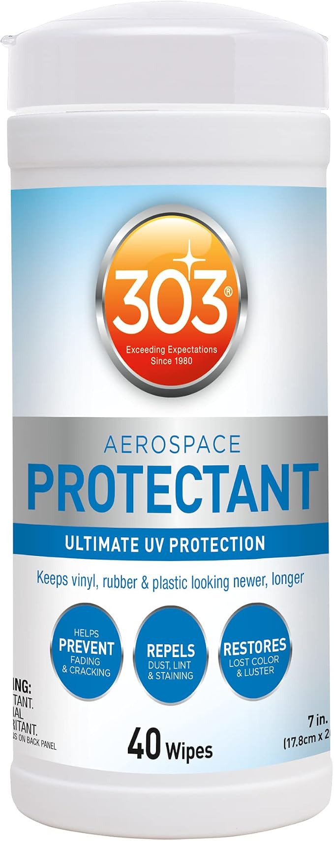303 Products (30321) Products Aerospace Protectant 40 Count Wipes - Ultimate UV Protection - Keeps vinyl, rubber, and plastic looking newer, longer, 40 Count