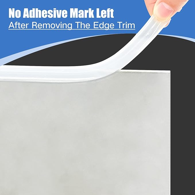 Clear Rubber Edge Trim, Self-Adhesive Transparent Edge Protector for Sheet Metal Parts, Car Doors, Flexible Silicone Rubber Material, Size 1/16"(1mm), Fit 0-3/32"(2mm), U Channel Edge Guard, 20Ft