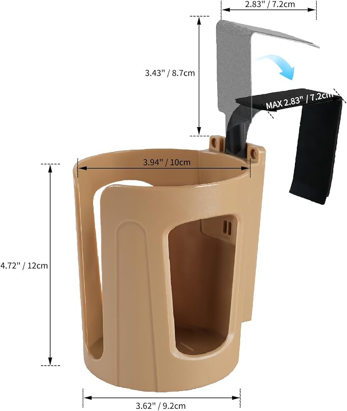 LITTLEMOLE Large Car Door Cup Holder, Side Window Seat Armrest Drink Holder | Shockproof, Scratchproof, Doesn't Scratch Tint, Holds Large 8-40 oz. Bottles, Mugs and Other Big Drinks in 3.15"-3.93"