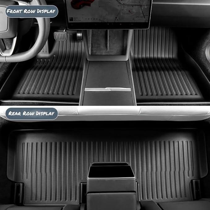 Floor Mats for Tesla Model 3 Highland 2026 2025 2024, TPE All Weather Protection Floor Mats Set (6 Pieces), Custom Fit Cargo Liner Cargo Trunk Accessories, Heavy Duty Accessories, Black