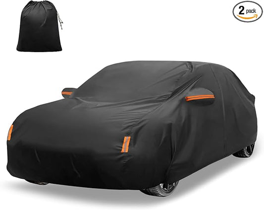 X AUTOHAUX Car Cover for Tesla Model 3 2017-2025 210D-PU Outdoor Full Car Cover All Weather with Door Zipper for Waterproof Windproof Sun Rain Snow Protection