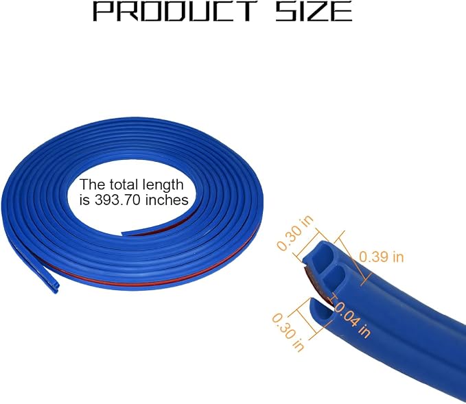 Osilly Car Door Rubber Seal Strip, 32.8Ft Self Adhesive Weather Stripping Automotive Edge Trim, Weatherstrip Soundproof Vehicle Tailgate Window Sealing Cover, Universal for SUV RV Truck (Blue)