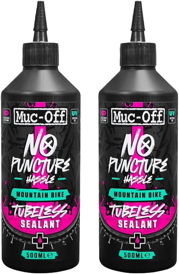 Muc-Off No Puncture Hassle Tubeless Sealant - Advanced Bicycle Tyre Sealant with UV Tracer Dye That Seals Tears and Holes Up to 6mm