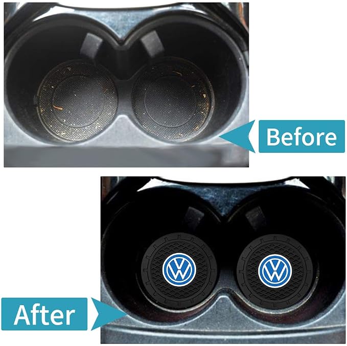 Car Cup Holder Coasters Compatible with Volkswagen VW Bora Beetle Tiguan Polo Passat B5 B6 MK5 6 Jetta Eos SEAT Sagitar Golf 6,Black