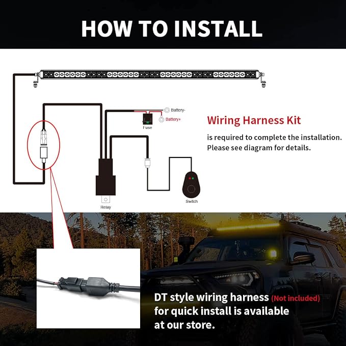LASFIT 42 Inch Amber LED Light Bar Single Row Slim Spot Flood Combo Driving | 2000K Overhead Roof Mount Off Road Lights IP67 Waterproof for 4Runner Tacoma RAV4 Ranger Colorado Forester